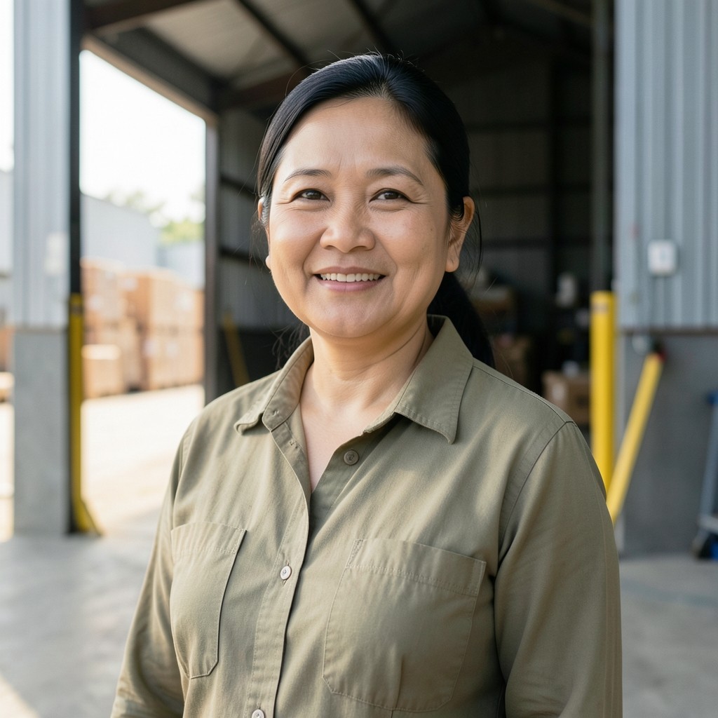 Portrait of an operations coach near a warehouse doorway